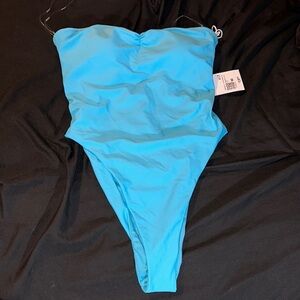 Strapless one-piece baby blue